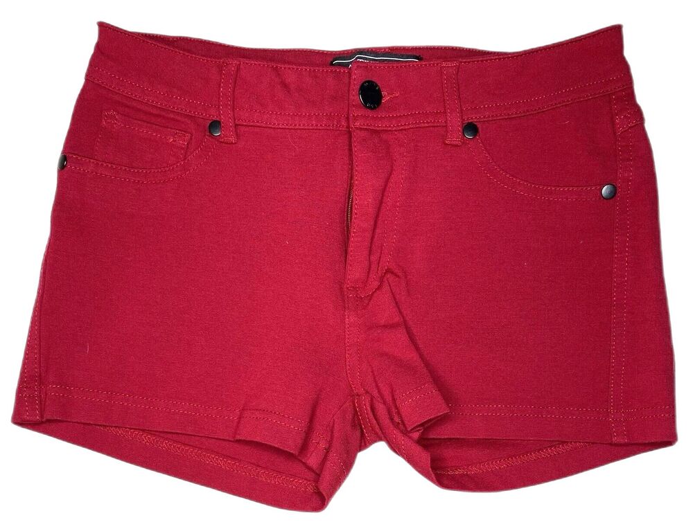 Active USA Low-Rise Shorts Womens M Flat Front Micro Cheeky Stretch Casual Red